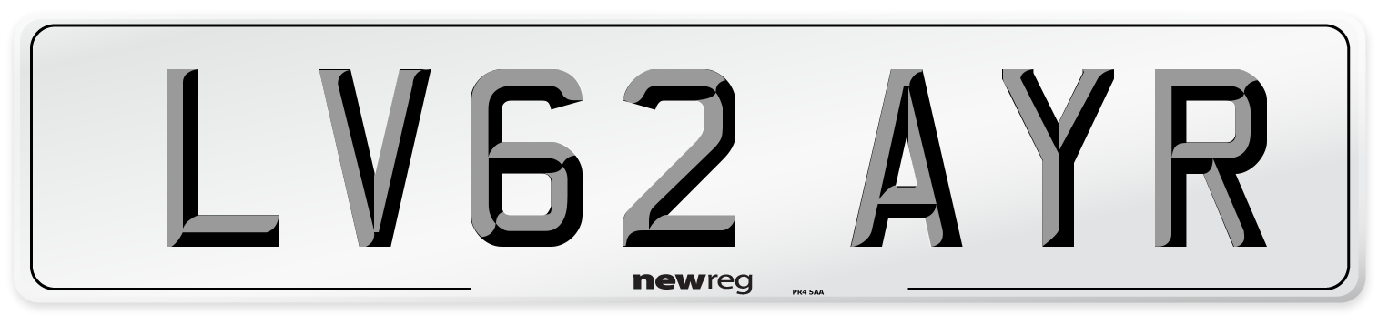 LV62 AYR Number Plate from New Reg